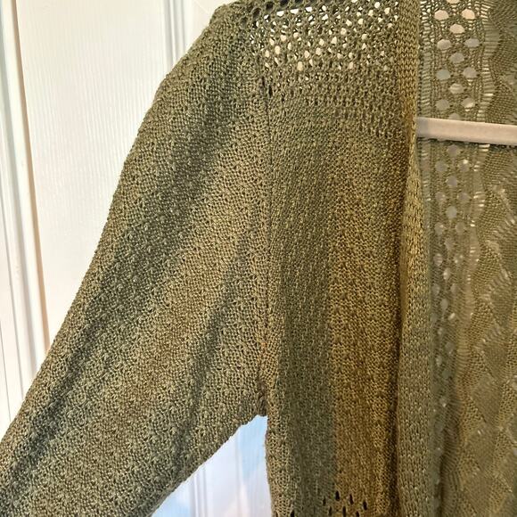 99 Jane Street Open Front Cardigan Olive Green Small - Picture 5 of 12